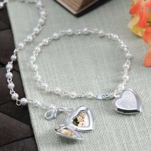  Personalized Pearl Bracelet with Locket Charm: Home 
