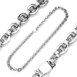 316L Stainless Steel Three Layer O Ring Chain Necklace   Length 24 