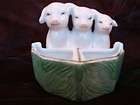   Pepper Shaker Porcelain Ceramics Three Little Pigs French style Green