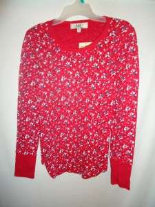   XL Thermal underwear Top Red floral print round neck long johns Nwt