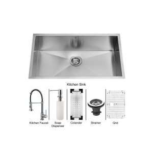  Vigo Industries Undermount Kitchen Sink, Faucet, Colander, Grid 