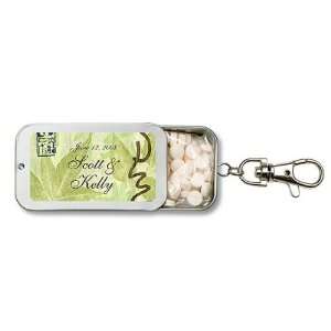 Baby Keepsake: Asian Leaf Motif Personalized Key Chain Mint Tin Favors 