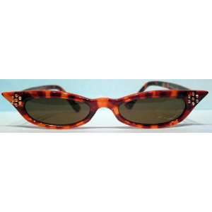    Tortoise Cat Eye Rhinestone Sunglasses 1950s 