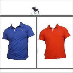 Brand New Navy Blue & Red Abercrombie & Fitch Mens Short Sleeve Polo 