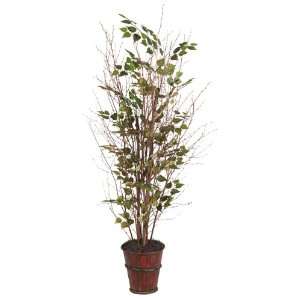   Artificial Potted Natural Birch Tree in Bamboo Pot: Home & Kitchen