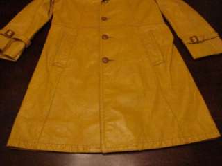 Vtg Lakeland Mens Union Cowhide Leather Fight Club Mod Trench Jacket 