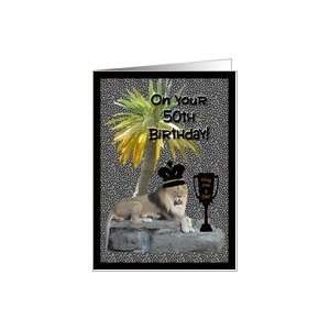 com Age Specific Birthday Humorous 50th Birthday Lion King With Crown 