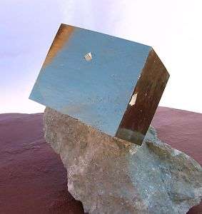 Large 61 mm Pyrite Cube on Matrix Navajun, La Rioja, Spain #304  