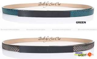 Women Snake Skin Pattern Cow Leather Waistband Belt 040  