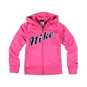 Nike Girls Pink Jacket Hoodie Sports Training Zip up Swim Jacket Size 