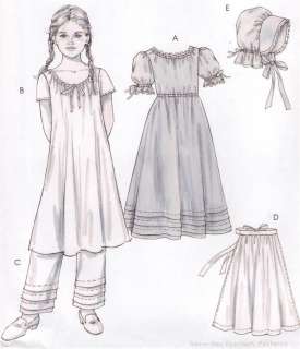 Girls Prairie Costume PATTERN Cute Pioneer Dress Bonnet  