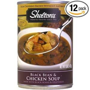 Sheltons Black Bean & Chicken Soup, 15 Ounce Cans (Pack of 12 