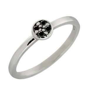  Beautiful Round Natural Black Diamond Sterling Silver Ring Size 5 