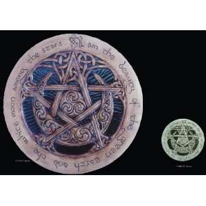 Large Moon Pentacle Plaque   Stone Finish   Dryad Design  