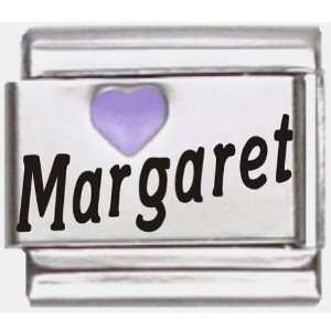  Margaret Purple Heart Laser Name Italian Charm Link 