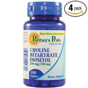 Choline Bitartrate Inositol 250mg/250mg   100 Tablets  