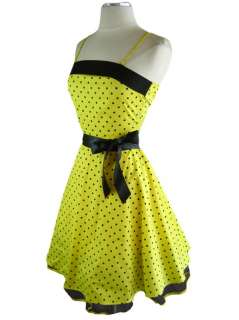 50s Style Yellow POLKA DOT PINUP Full Skirt Sun Dress  
