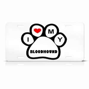 Bloodhound Dog Dogs White Novelty Animal Metal License Plate Wall Sign 