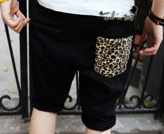  leopard pocket zipper design summer shorts short pants casual pants