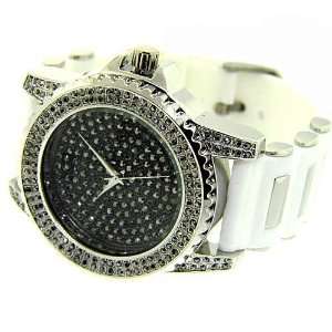  New Mens silver plated Rotating bezel bling wrist watch 