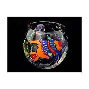  Angel Fish Design   Hand Painted   5 oz. Votive with 