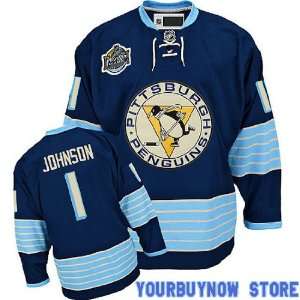   Penguins Jersey Blue Hockey Jerseys (Logos, Name, Number are sewn