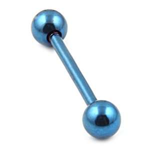  316L Steel Blue Tongue Barbell   14g x 16.5mm: Jewelry