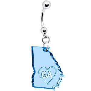  Light Blue State of Georgia Belly Ring: Jewelry