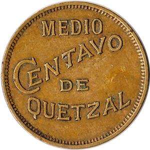 1932 Guatemala 1/2 Centavo (Medio) Coin KM#248.1  