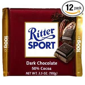 Ritter Sport Dark Chocolate (Pack of 12)  Grocery 
