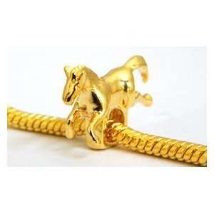 Silver Charm Horse bead   18K gold plated   looks like 