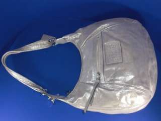 Coach 16374 Silver Poppy Leather Boho Shoulder Handbag  
