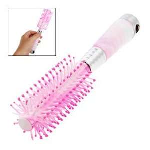   Plastic Alloy Handle Curly Hair Round Tooth Roll Comb Fade Pink