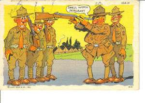Vintage Curt Teich Sergeant Comic army postcard  