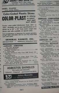 1970 Manufacturers Asbestos List Shingles Roofing Roofs GAF National 