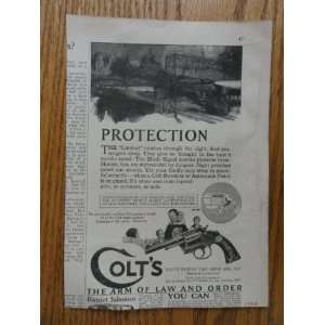 Colt fire arm.1924 print ad (Family Protection.) Orinigal Magazine 