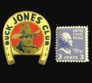   VINTAGE COWBOY STAR BUCK JONES CLUB PIN 1937 POST GRAPE NUTS PREMIUM