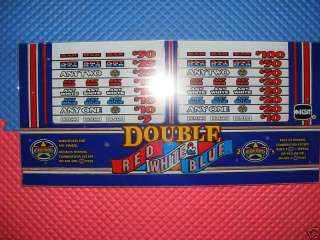 DOUBLE RED WHITE & BLUE~IGT SLOT MACHINE GLASS IGT #88859400 with pay 