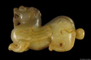 Excellent Ancient Chinese Jade Winged Bixie Figure  