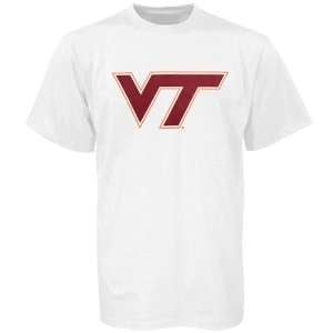  Virginia Tech Hokies White Giant Logo T shirt Sports 