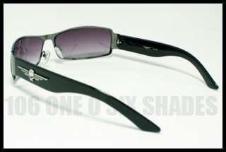 MENS Classic Designer Sunglasses Skull GUN METAL BLACK  