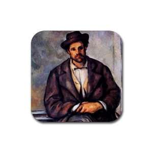  Sitting Farmer by Paul Cezanne Square Coasters   Set of 4 