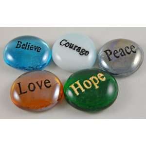   Word Stones Love, Hope, Believe, Courage, Peace 
