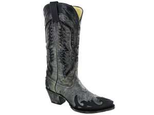 Womens Corral Western Boot Distressed Black Eagle Sequence Inlay Snip 