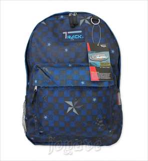 Track Black / Navy Checker with Star Backpack School Bag 16.5 ★