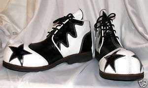 Professional leather clown shoes Black Stars & White MG  