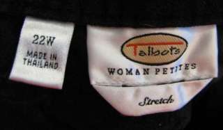 Talbots Woman 22WP 22W Black Velvet Jeans Pants Stretch NICE  