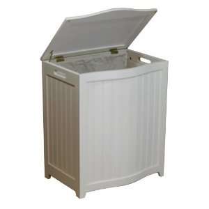 Oceanstar BHP0106W Bowed Front Laundry Wood Hamper with Interior Bag 