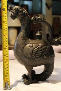 TANG DYNASTY ANTIQUE CHINESE PITCHER JUG WINE TEA POT SILVER DRAGON 