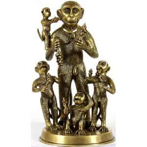  A Monkey Family   Brass Sculpture